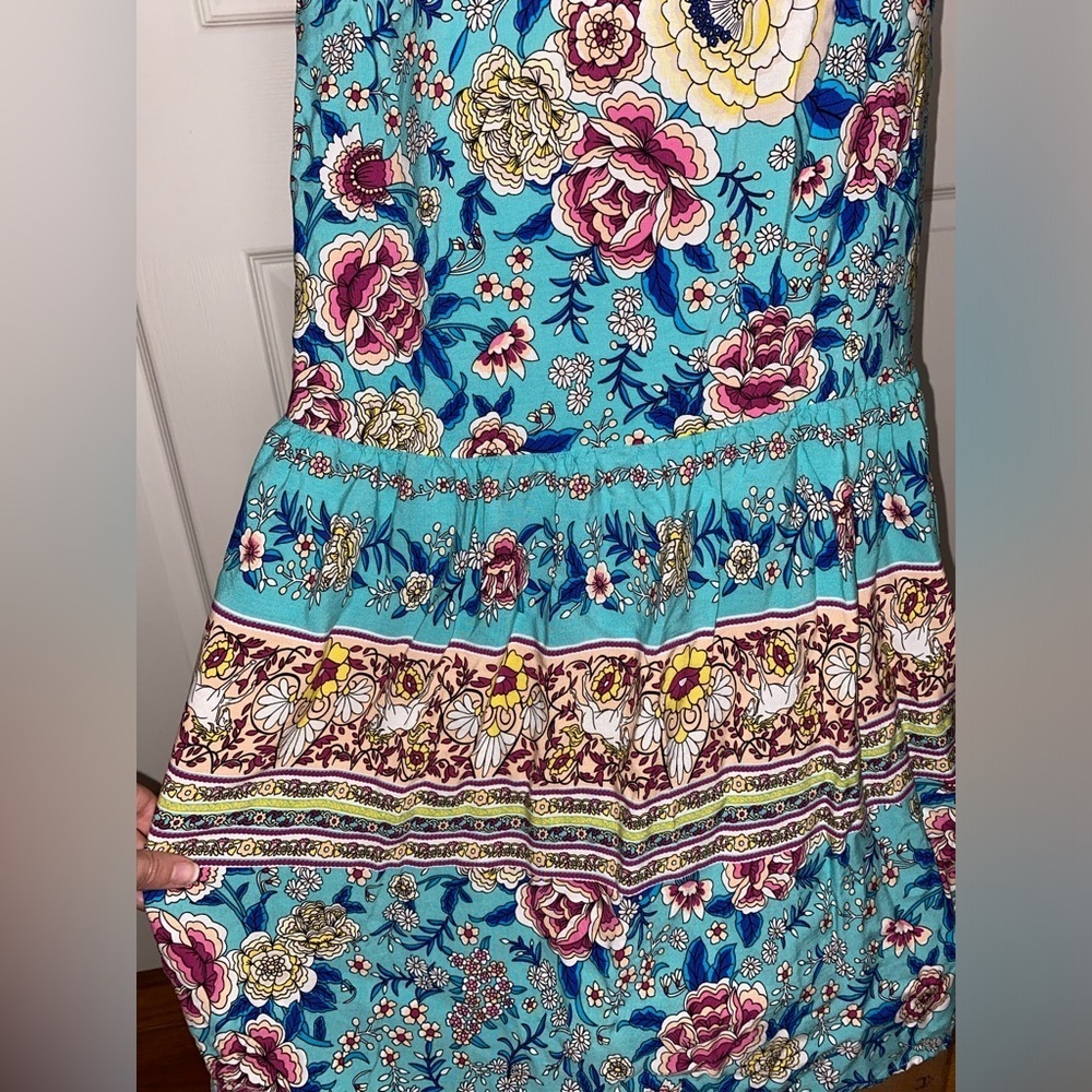 Bohemian Floral Maxi Dress – Women’s Medium, Light Blue, Everyday Boho - Picture 9 of 12